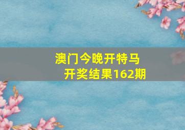 澳门今晚开特马 开奖结果162期